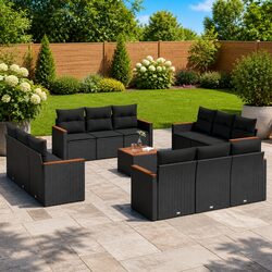 Reliable 13-Piece Black Sofa Set for Outdoor Comfort