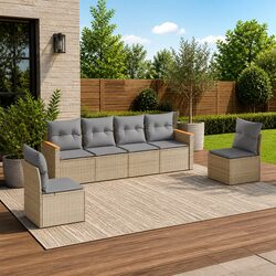 Comfortable Modular Garden Sofa Set in Beige: 6 Pieces