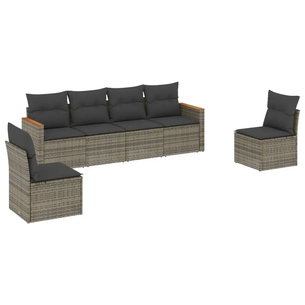 Garden Sofa Set Outdoor Furniture 6 Piece Modular Rattan Grey