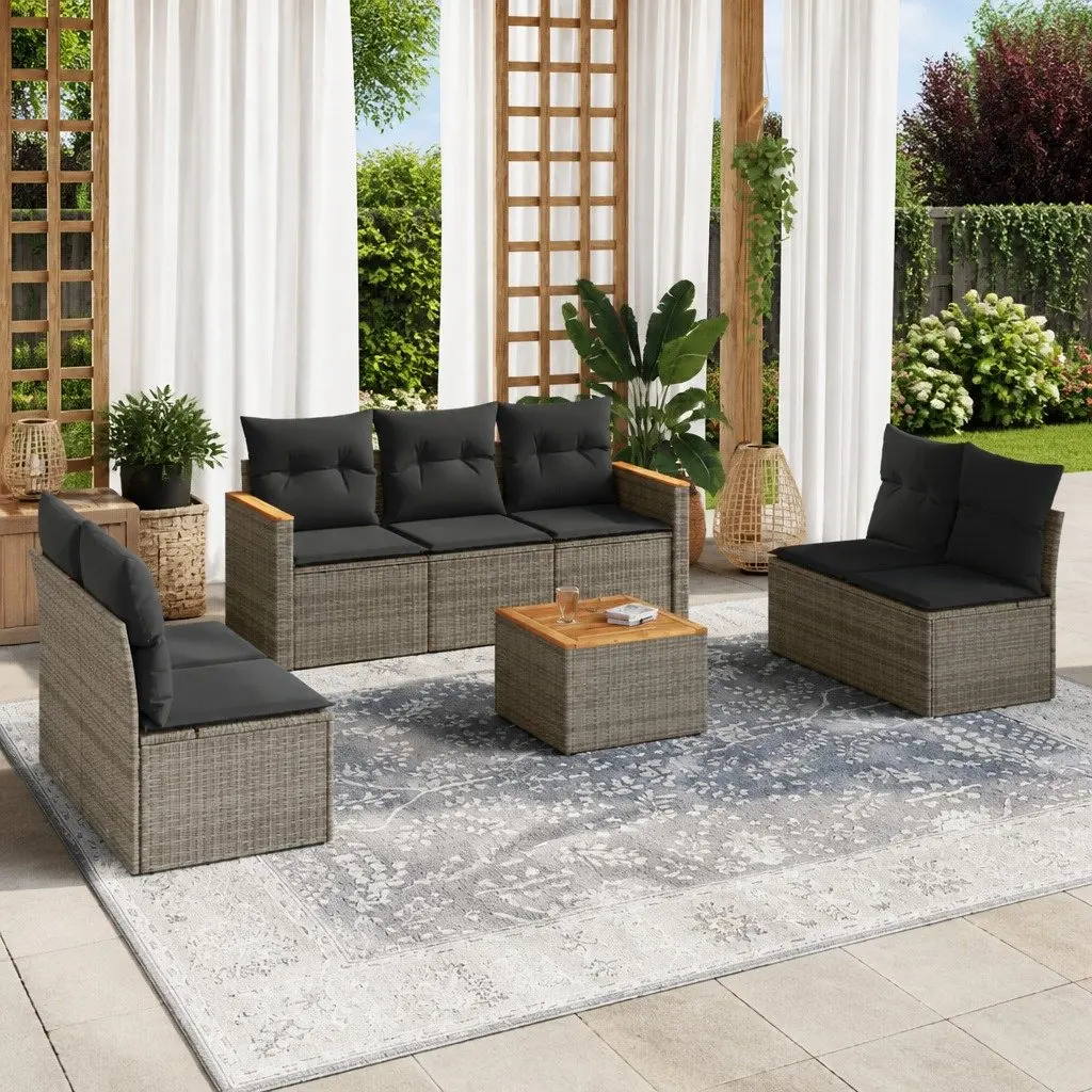 8 Piece Grey Garden Sofa Set for Outdoor Use
