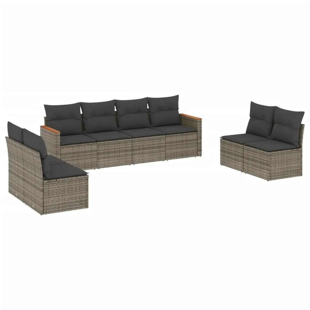 Garden Sofa Set 8 Piece Outdoor Furniture Modular Patio Seating Grey Poly Rattan
