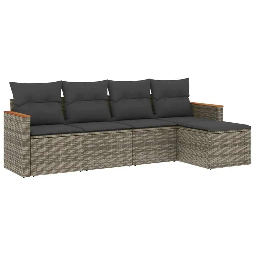 5 Piece Garden Sofa Set Outdoor Furniture Modular Grey Cushions