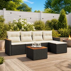 Comfortable 6 Piece Black Garden Sofa Set for Outdoor Living