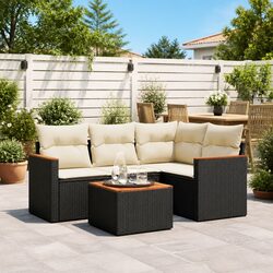 Comfortable and Practical 5 Piece Garden Sofa Set in Black
