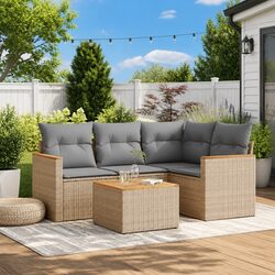 Practical 5-Piece Beige Garden Sofa Set for Outdoors