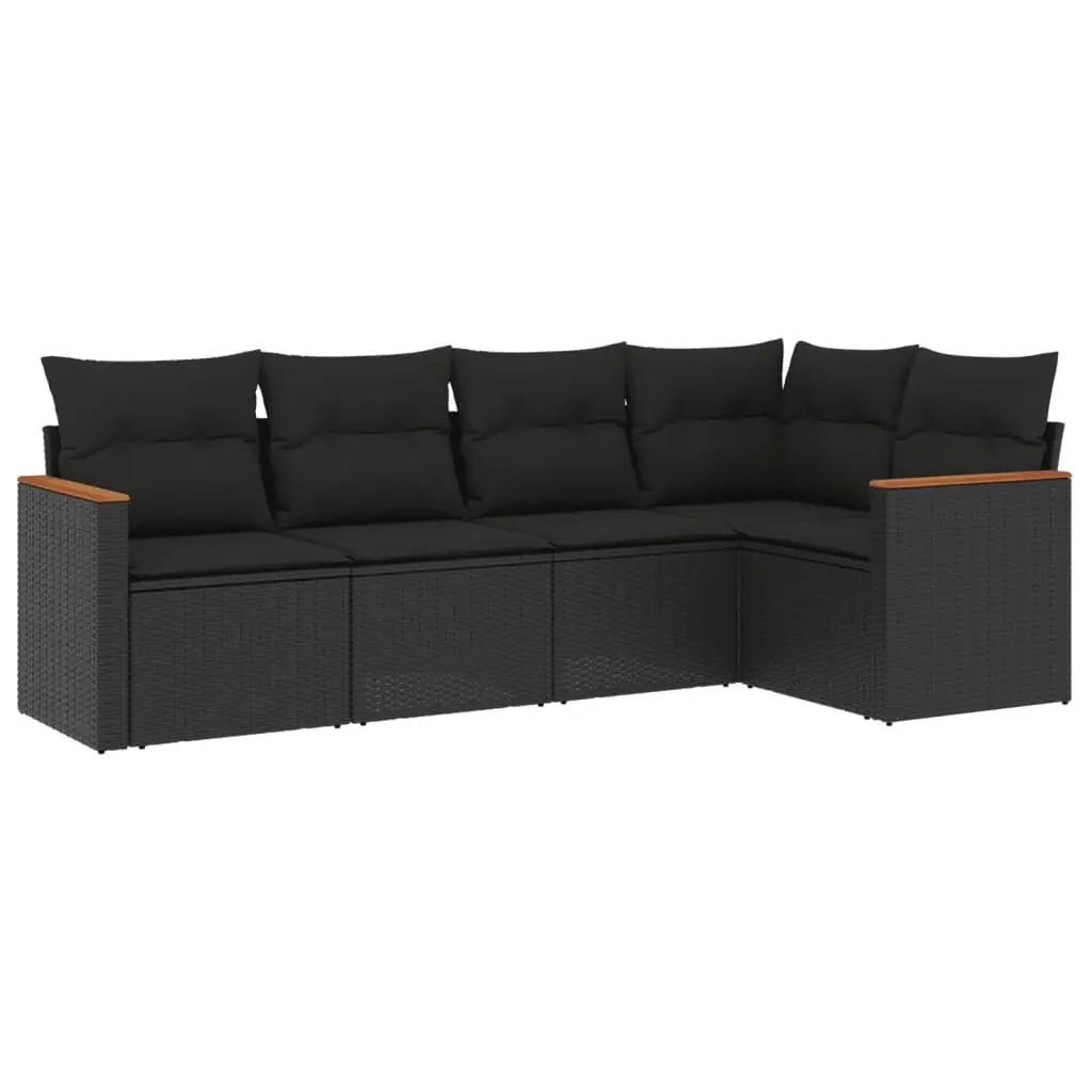 Garden Sofa Set 5 Piece Outdoor Furniture Modular Seating Black with Cushions