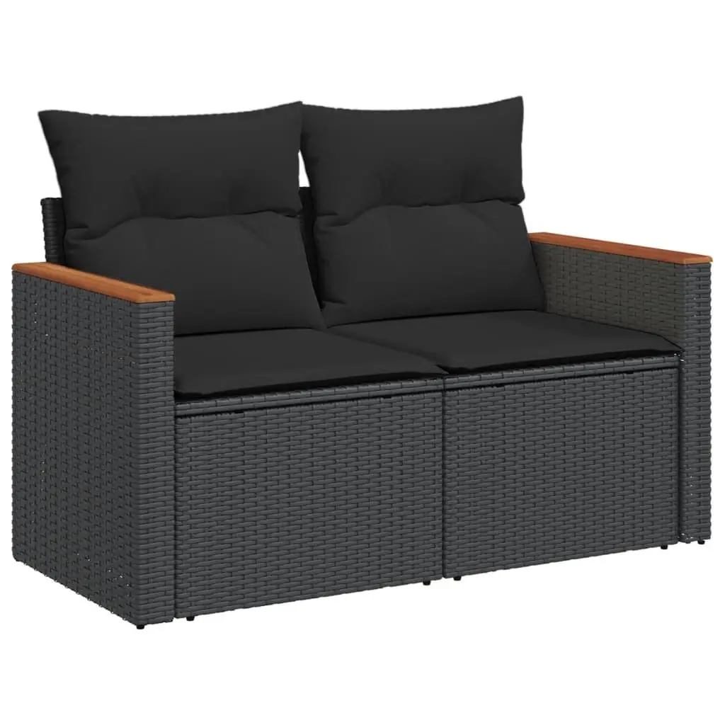 Garden Sofa Set 5 Piece Outdoor Furniture Modular Seating Black with Cushions