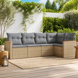 5-Piece Outdoor Sofa Set with Beige Cushions for Relaxation