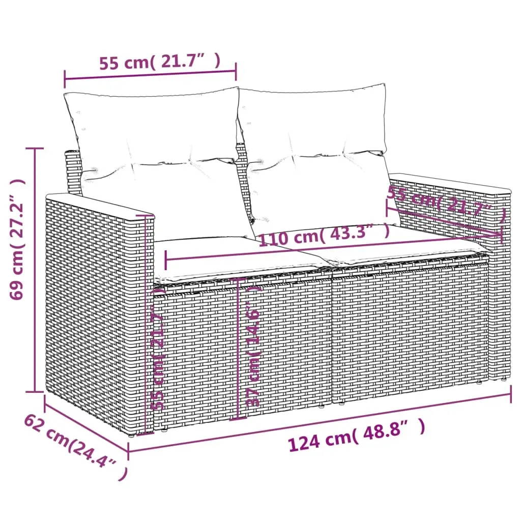 6 Piece Garden Sofa Set Outdoor Furniture Patio Lounge Beige Poly Rattan with