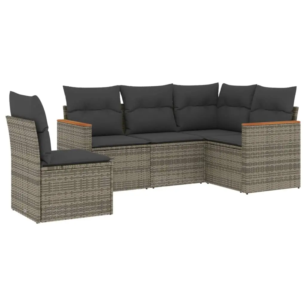 Garden Sofa Set 5 Piece Outdoor Furniture Patio Lounge Grey Cushions Modular