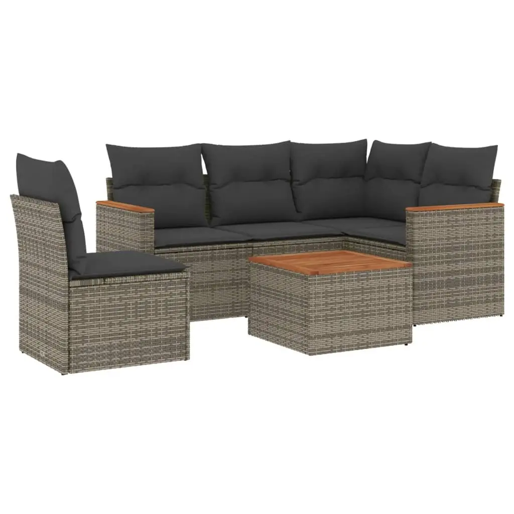 Garden Sofa Set Outdoor Furniture 6 Piece Modular Grey Poly Rattan