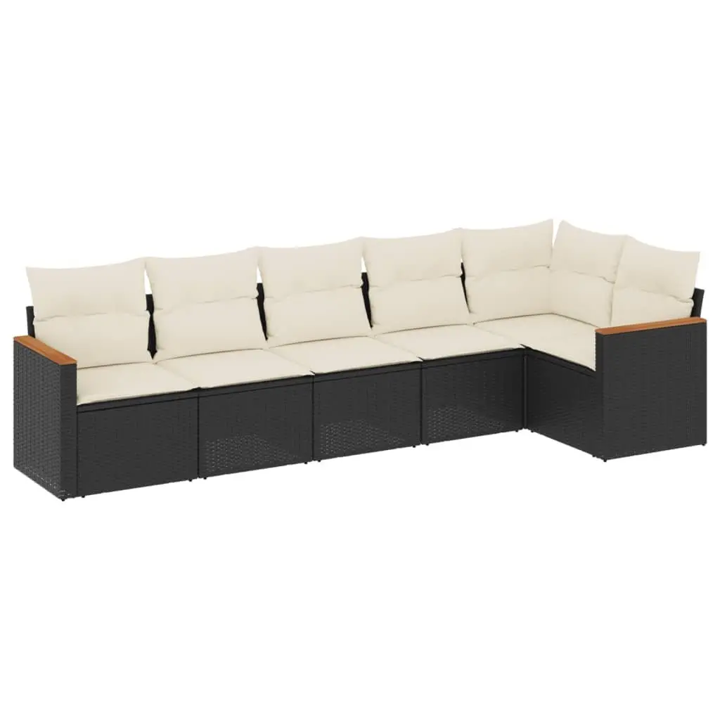 Garden Sofa Set 6 Piece Outdoor Patio Furniture Modular Seating Cushions Black