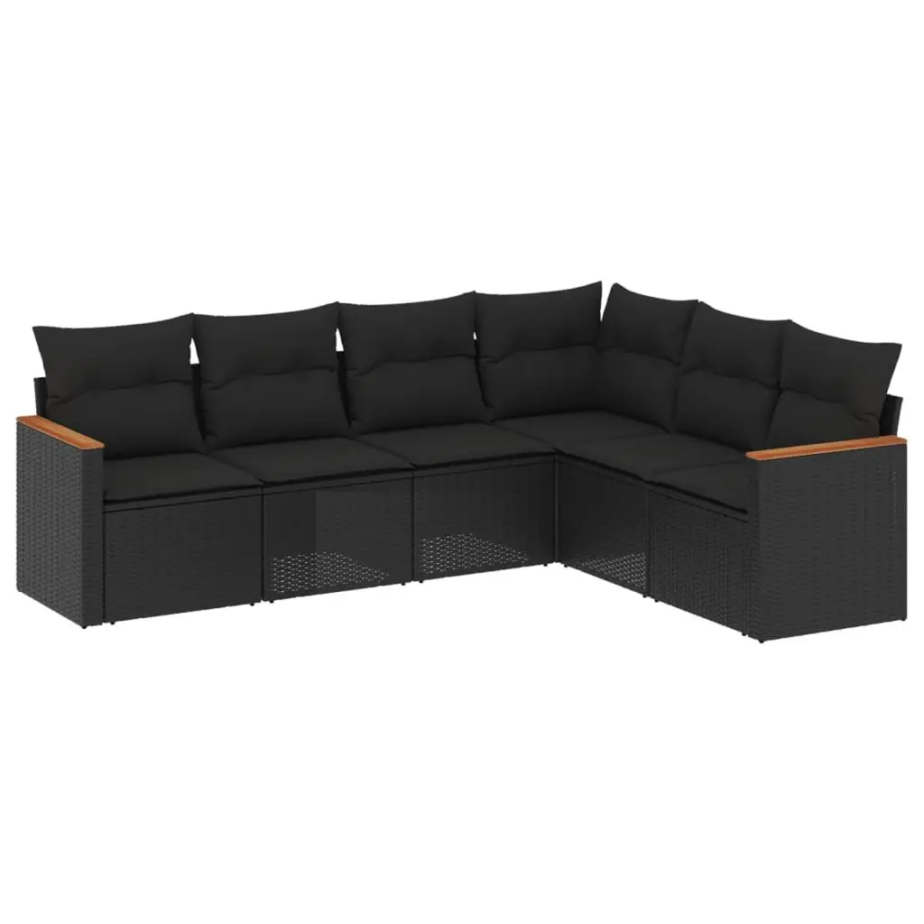 Garden Sofa Set 6 Piece Outdoor Furniture Patio Lounge Black Modular Sectional