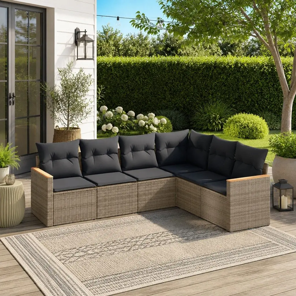 Garden Sofa Set Modular Outdoor Furniture 6 Piece Grey