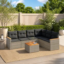 Value 7-Piece Grey Rattan Outdoor Sofa Set