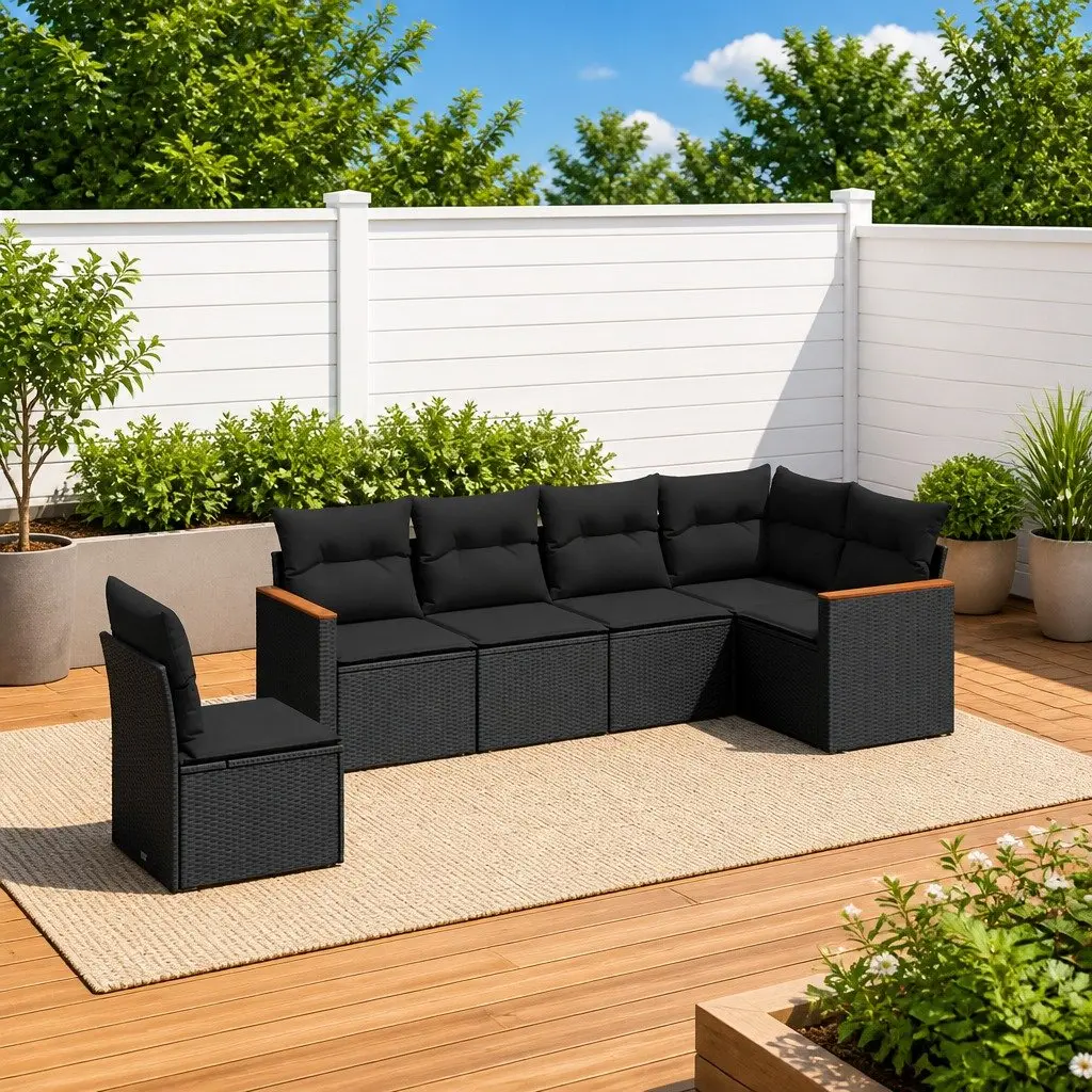 6 Piece Patio Sofa Set with Removable Cushions
