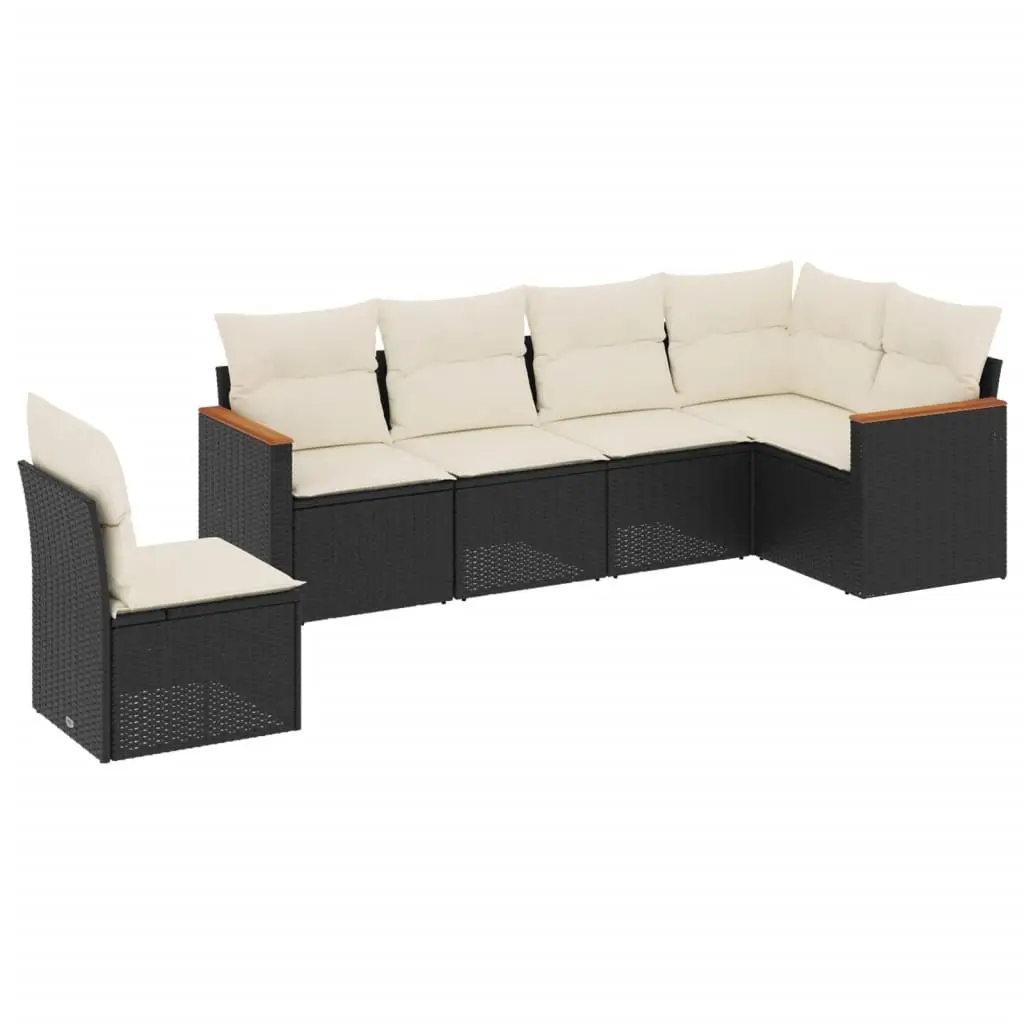 Garden Sofa Set 6 Piece Outdoor Furniture Patio Conversation Sectional Black