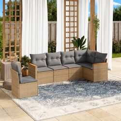 Practical 6-Piece Outdoor Sofa Set with Beige Cushions
