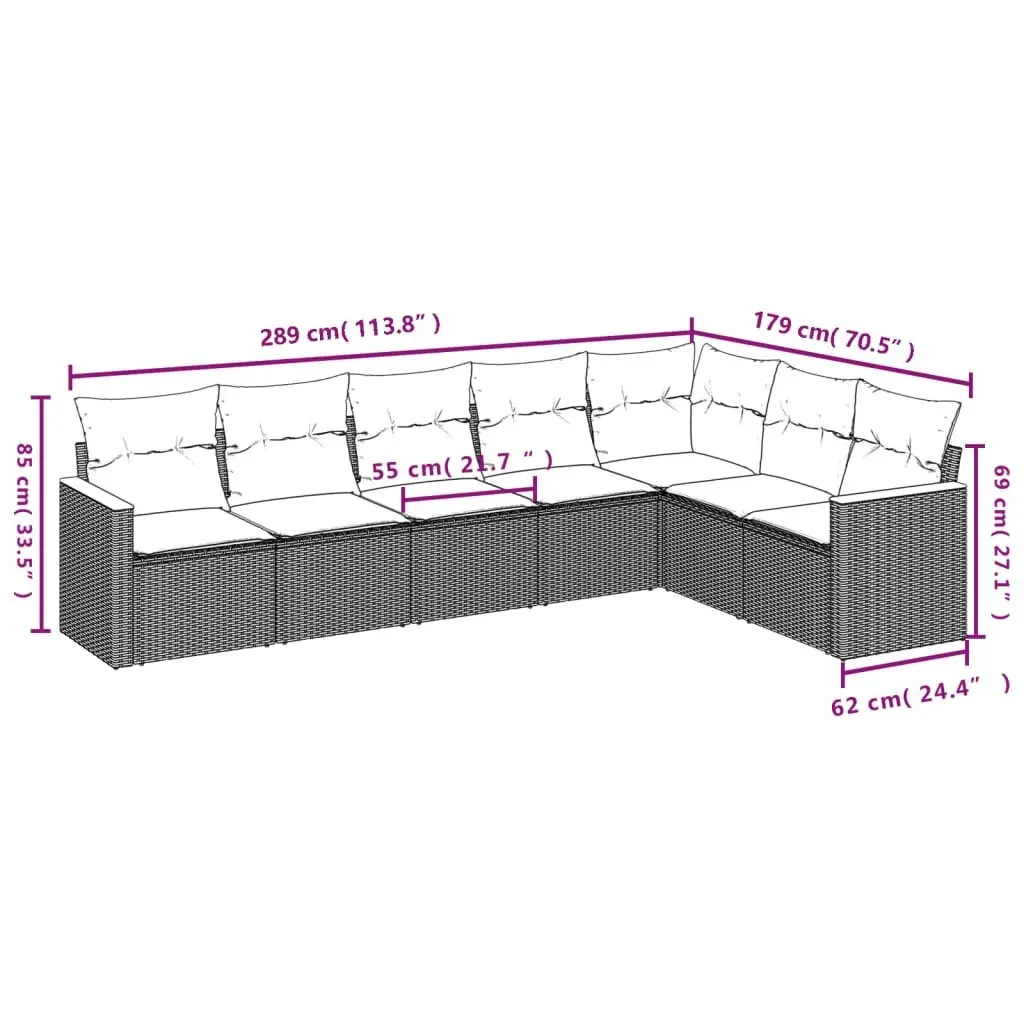 Garden Sofa Set 7 Piece Outdoor Furniture Modular Grey Rattan Lounge
