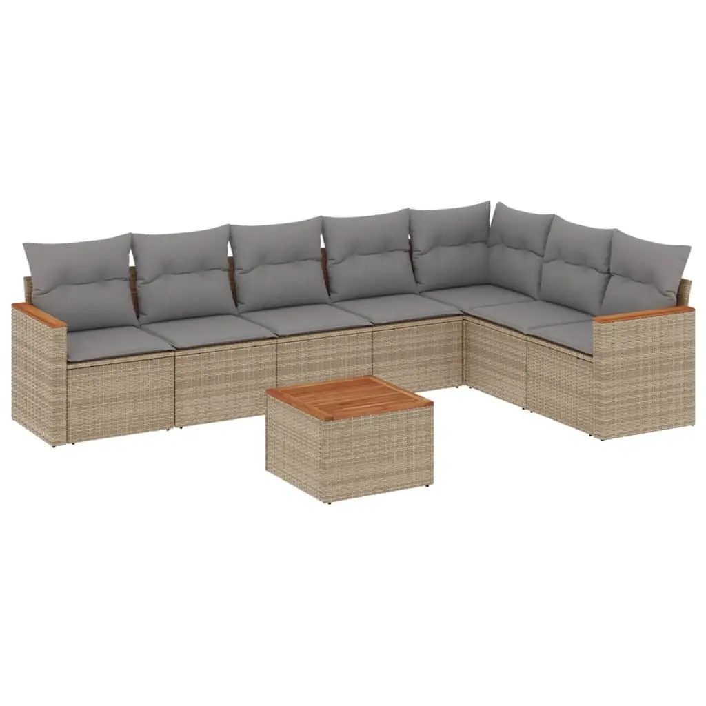 Garden Sofa Set 8 Piece Outdoor Furniture Patio Lounge Beige Poly Rattan