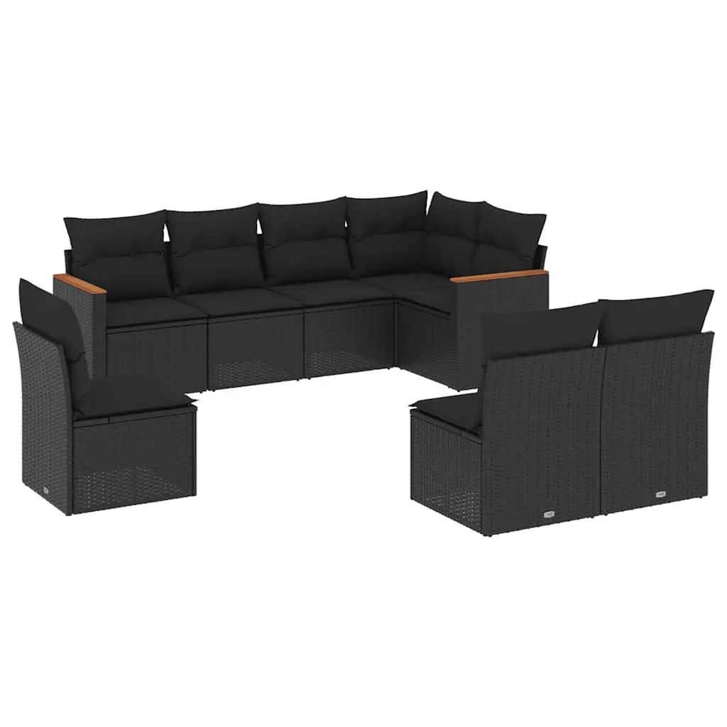 Garden Sofa Set 8 Piece Outdoor Patio Furniture Modular Black