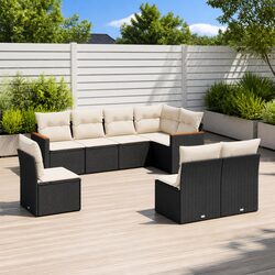 Warm and Functional 8-Piece Black Outdoor Sofa Set