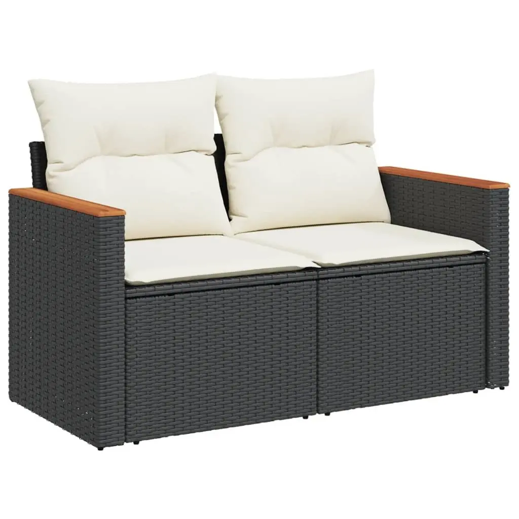 Garden Sofa Set 8 Piece Black Outdoor Furniture Patio Lounge with Cushions