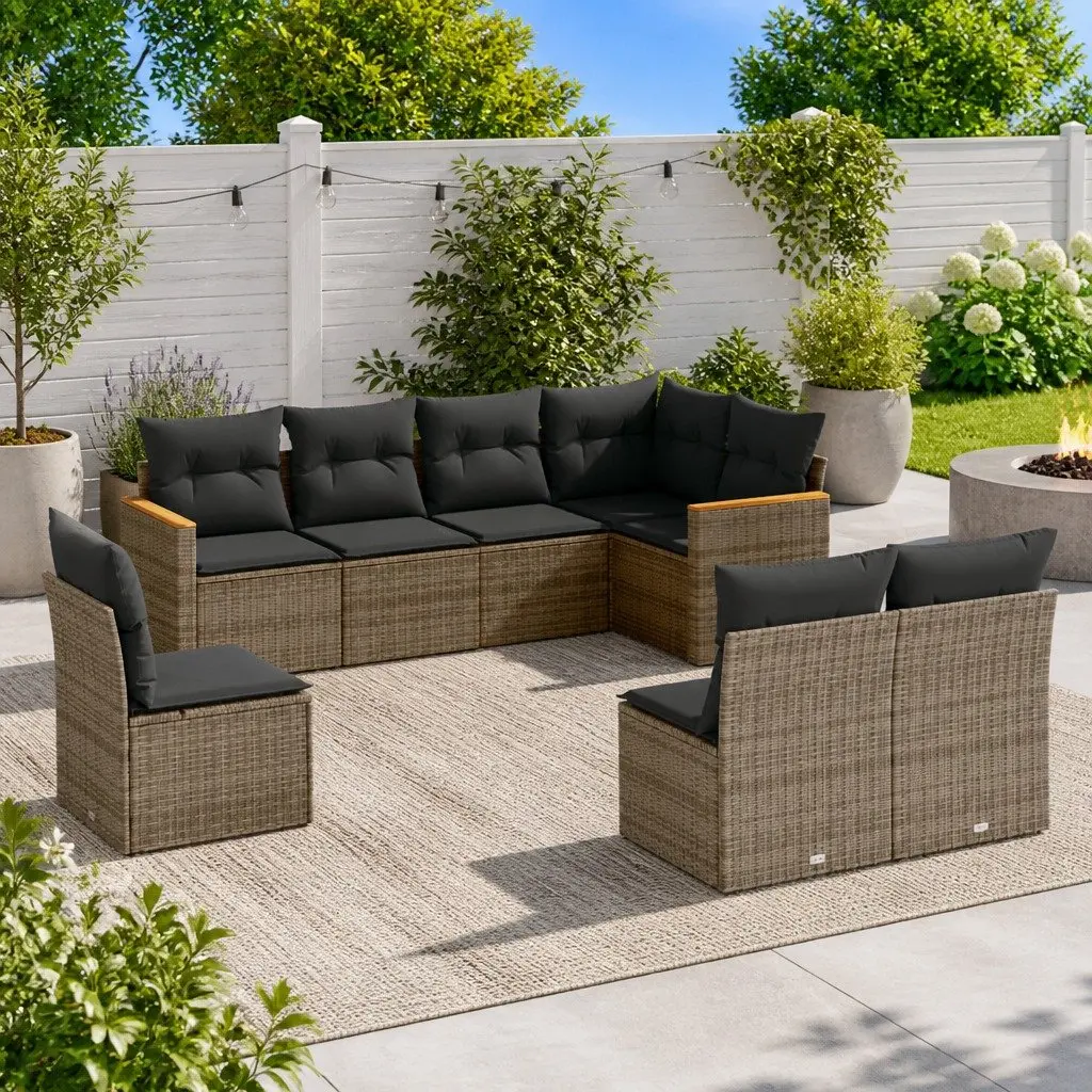 Garden Sofa Set 8 Piece Outdoor Furniture Patio Seating Grey