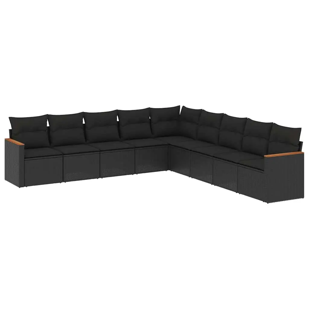 Garden Sofa Set Modular Outdoor Furniture 9 Piece Black Rattan Cushions