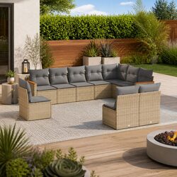 Dependable Outdoor Sofa Set with 10 Pieces and Cushions