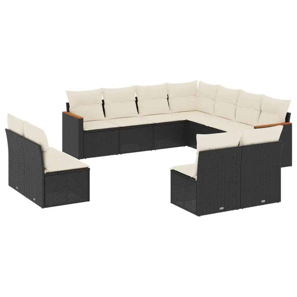 Garden Sofa Set 11 Pieces Outdoor Modular Seating Black PE Rattan