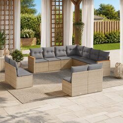 Comfort Meets Style with 11 Piece Beige Garden Sofa Set