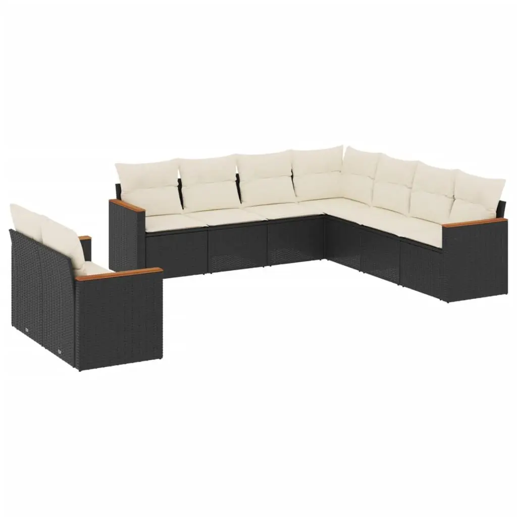 Black 9-Piece Sofa Set for Outdoor Comfort