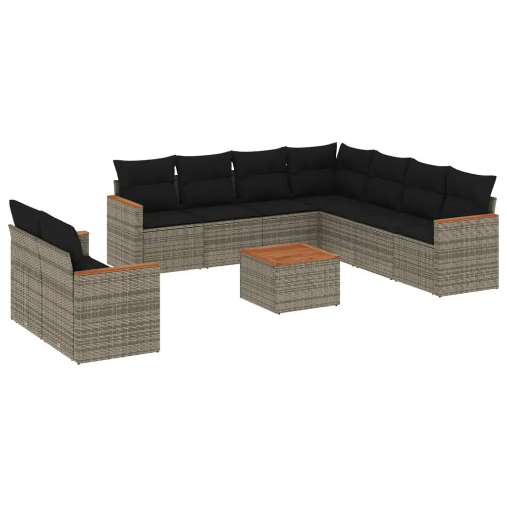 Garden Sofa Set Outdoor Furniture 10 Piece Modular Grey Poly Rattan Patio Lounge