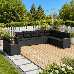 Reliable 10-Piece Black Outdoor Sofa Set for Comfort
