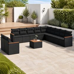 Practical 12 Piece Black Garden Sofa Set with Easy Care