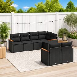 Comfortable 7-Piece Black Patio Sofa Set