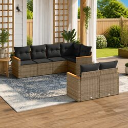 Practical 7 Piece Grey Rattan Sofa Set for the Outdoors