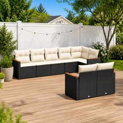 Garden Sofa Set 8 Piece Outdoor Furniture Patio Lounge Black Modular Seating