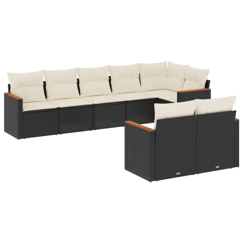 Garden Sofa Set 8 Piece Outdoor Furniture Patio Lounge Black Modular Seating