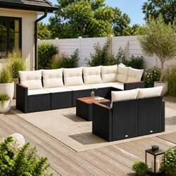 Comfortable and Practical Black 9 Piece Garden Sofa Set