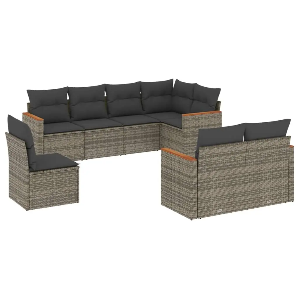 Garden Sofa Set 8 Piece Modular Outdoor Furniture Grey Poly Rattan