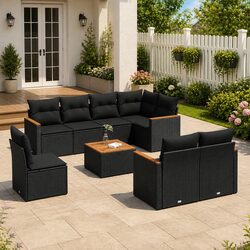 Warm, Practical 9-Piece Outdoor Garden Sofa Set