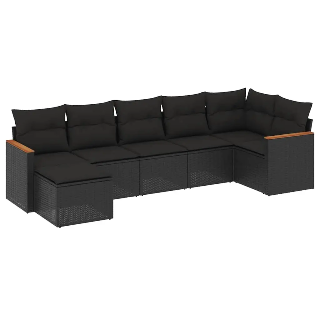 Garden Sofa Set 7 Piece Outdoor Furniture Patio Lounge Black Rattan
