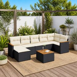 Reliable Comfort: 8-Piece Black Sofa Set