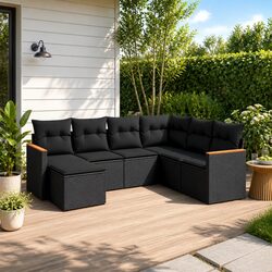 Reliable 7-Piece Garden Sofa Set with Cushions
