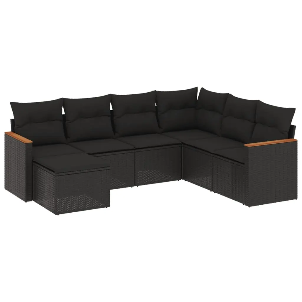 Garden Sofa Set 7 Piece Outdoor Patio Furniture Cushions Black Rattan