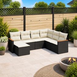 Value-Focused 7-Piece Black Sofa Set for Outdoors