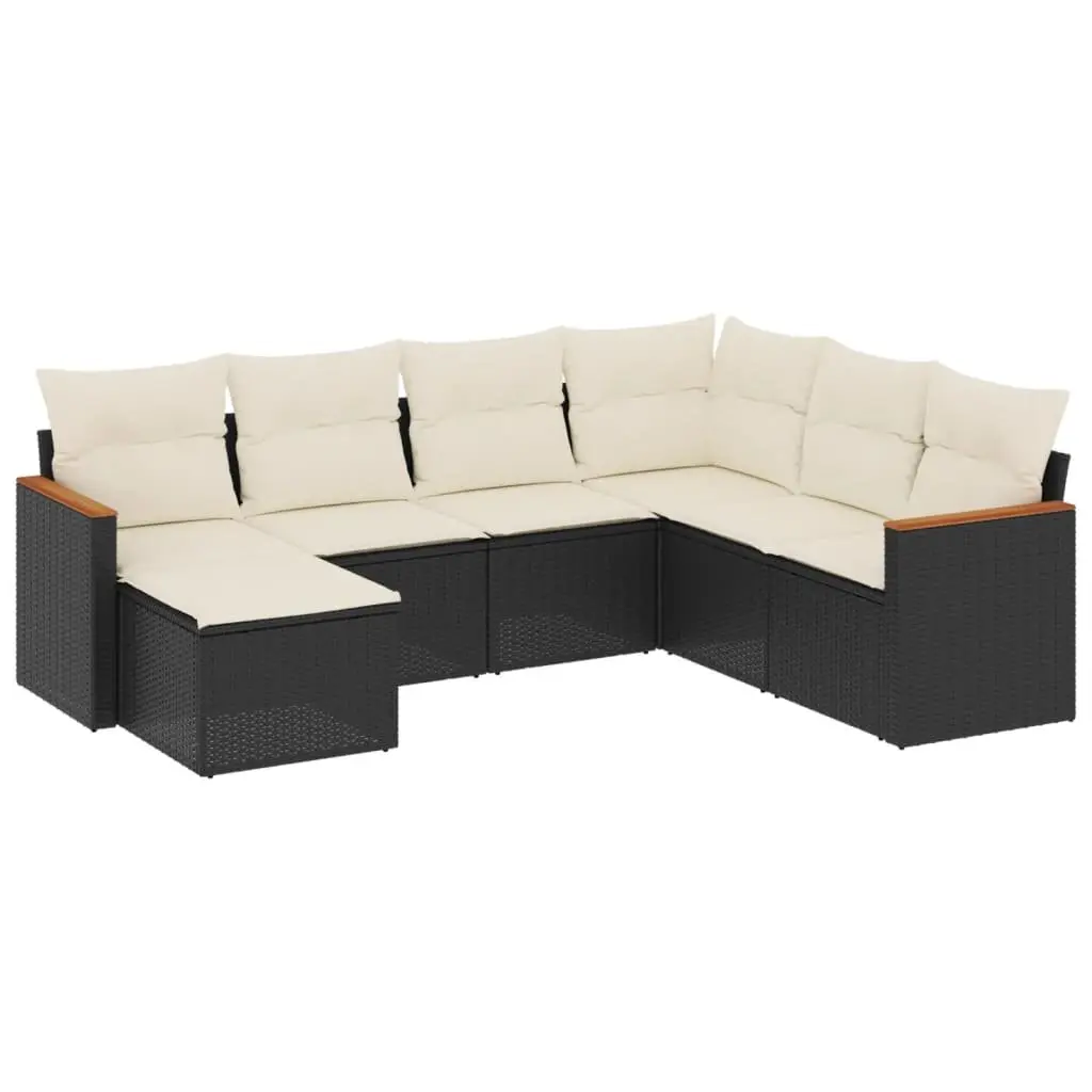 Outdoor Sofa Set 7 Piece Garden Furniture Patio Lounge Poly Rattan Black