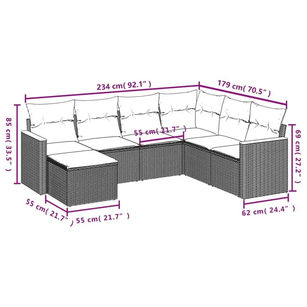 Garden Sofa Set 7 Piece Outdoor Furniture Seating Grey Modular
